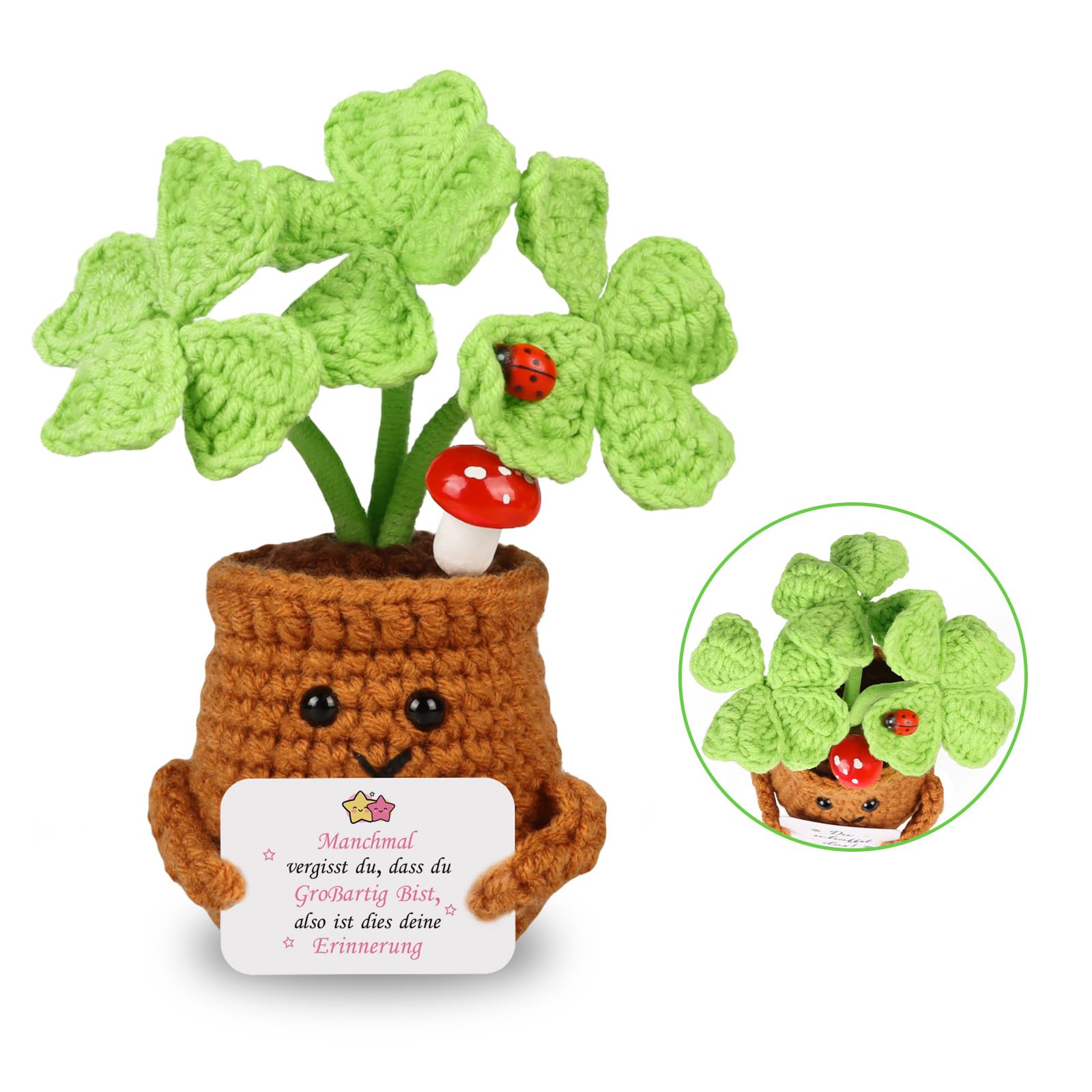 WenmthG Gestrickte Deutsch Glücksbringer Anti Stress Kleines Geschenk für Schwester Freundin Frauen Kollegen Freunde