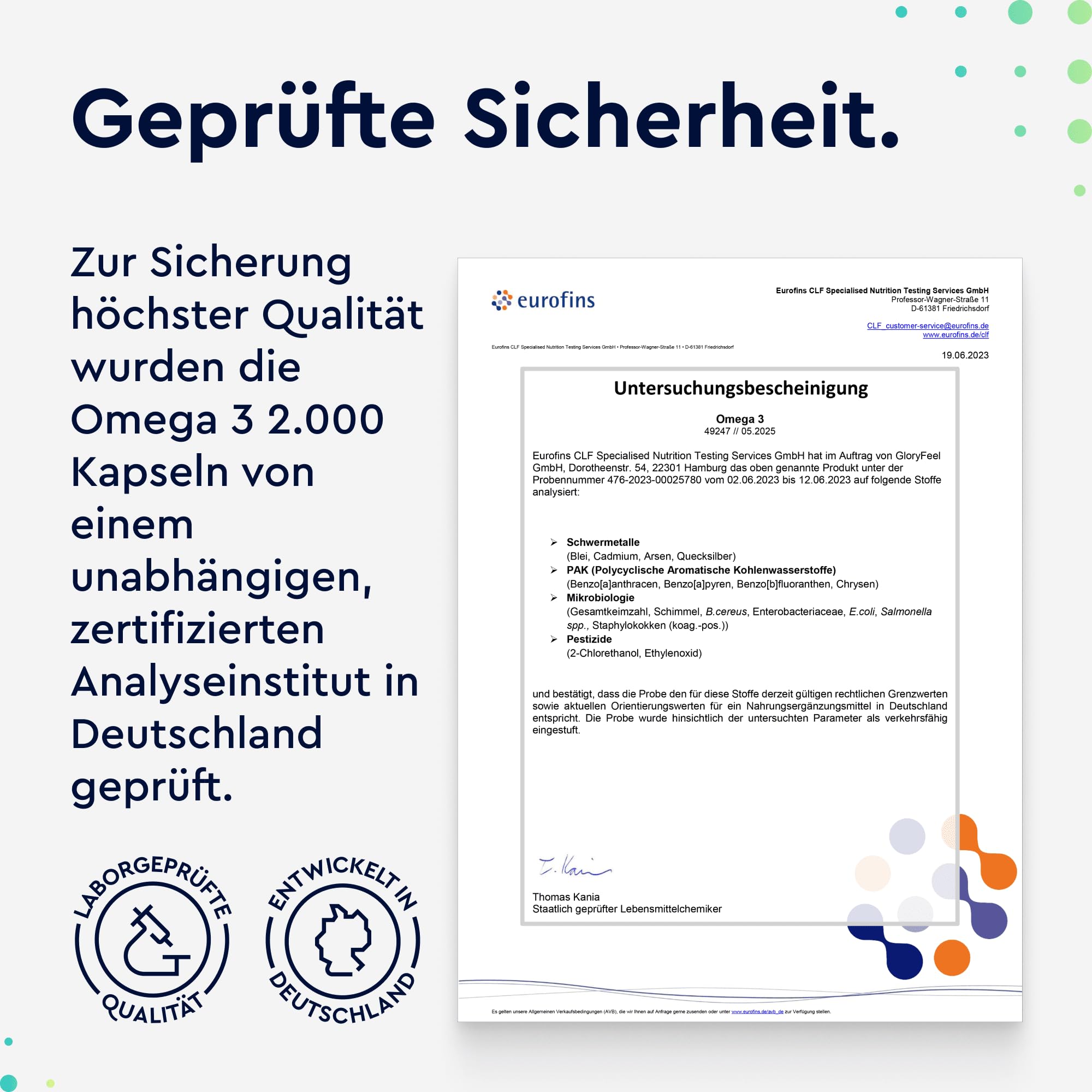 Omega 3 Kapseln - hochdosiert mit 2000mg Fischöl, 1000mg EPA & 500mg DHA pro Tagesdosis (in Triglycerid-Form) - essentielle Fettsäuren aus Meeresfischen - laborgeprüft & in Deutschland entwickelt