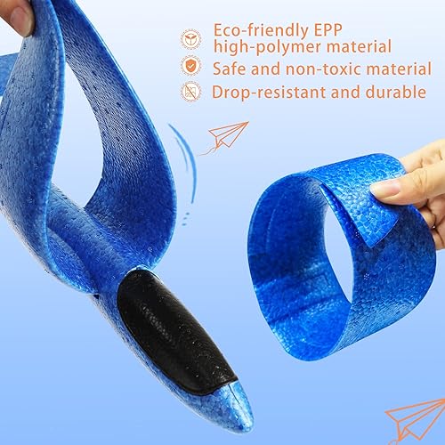 Miniatura 10 de VCOSTORE Paquete de 4 aviones de espuma de juguete para niños, avión planeador grande de 17.5 pulgadas con 2 modos de vuelo, avión de espuma de