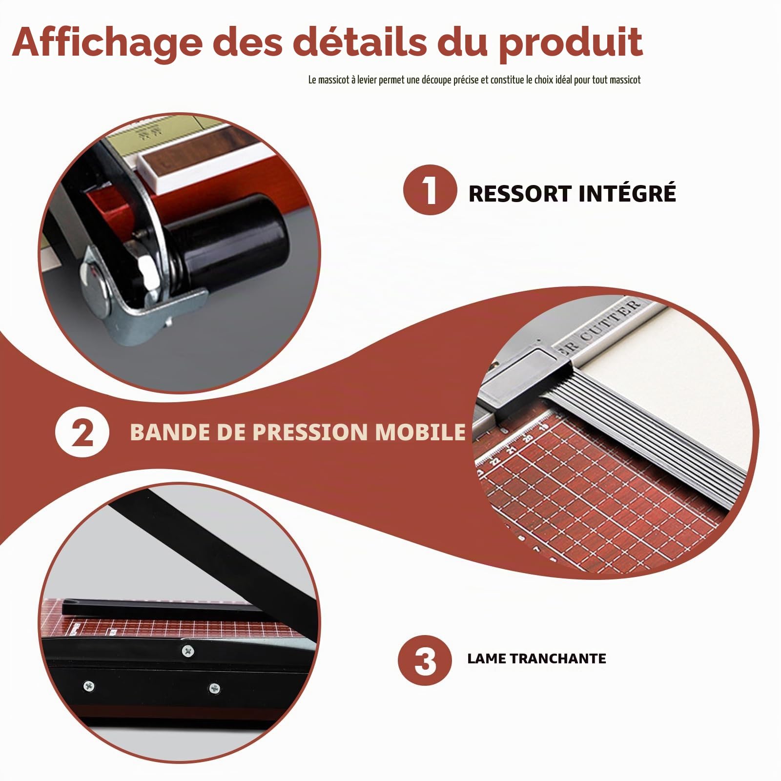 Massicot A4 compact, Coupe-Papier, Coupe Papier, Coupeur De Papier Avec Dispositif De Protection, Coupeur Guillotine Portable pour photos, papier(Performance De Coupe De 15 Feuilles)