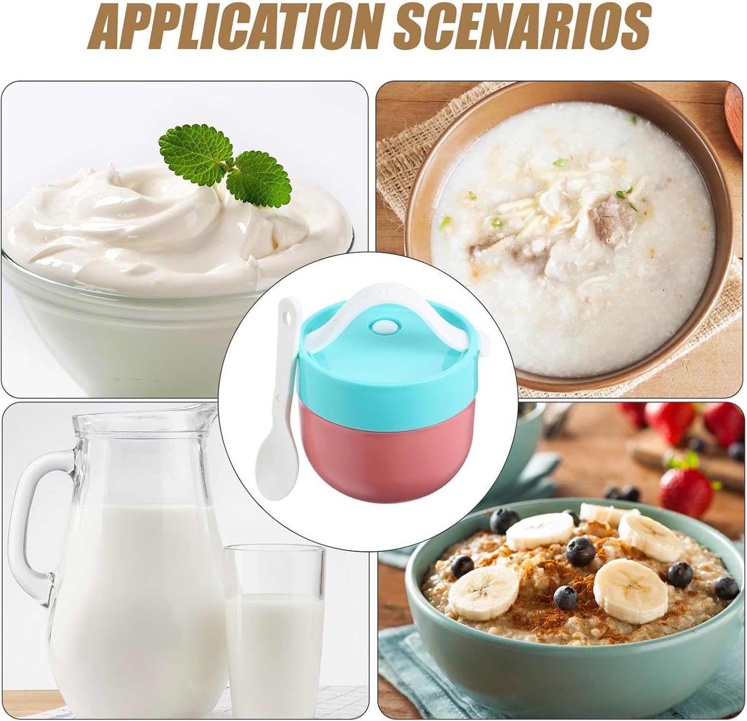 Portable Oatmeal Cup with Spoon 600ml PP Microwave Safe Xmas