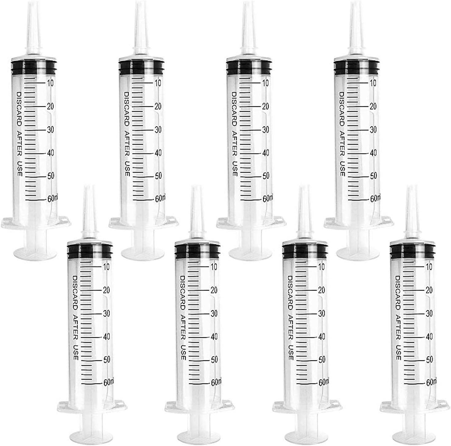 DEPEPE 8pcs 60ml Plastic Syringe with Caps, Large Catheter Tip Syringes for Lipgloss Making Feeding Food Paint Scientific Lab Measurement and Dispensing