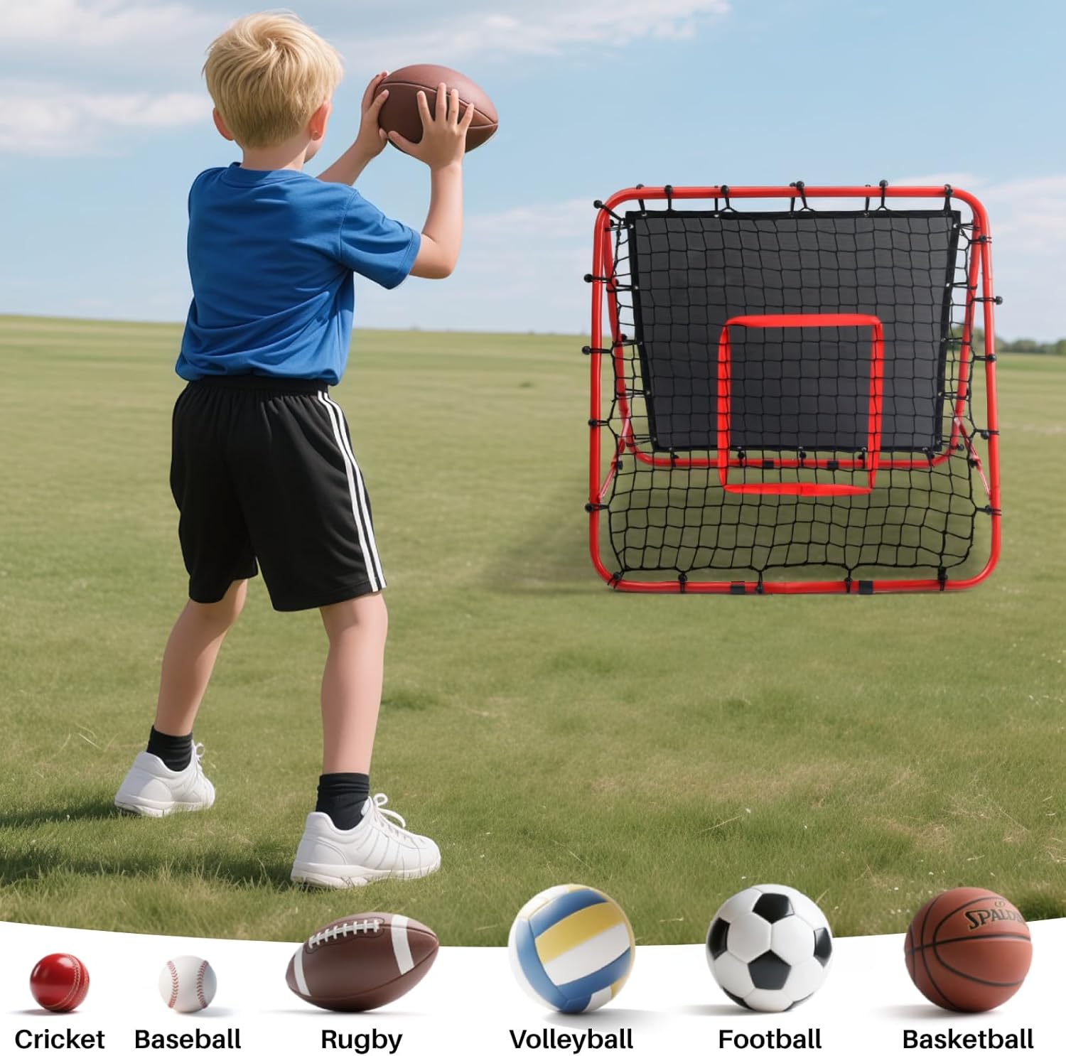 Adjustable Soccer Rebound Net | Double-Angle Soccer Trainer with Steel Frame | Portable Folding Rebounder for Passing & Shooting Practice | Outdoor Sports Equipment for Youth & Adult