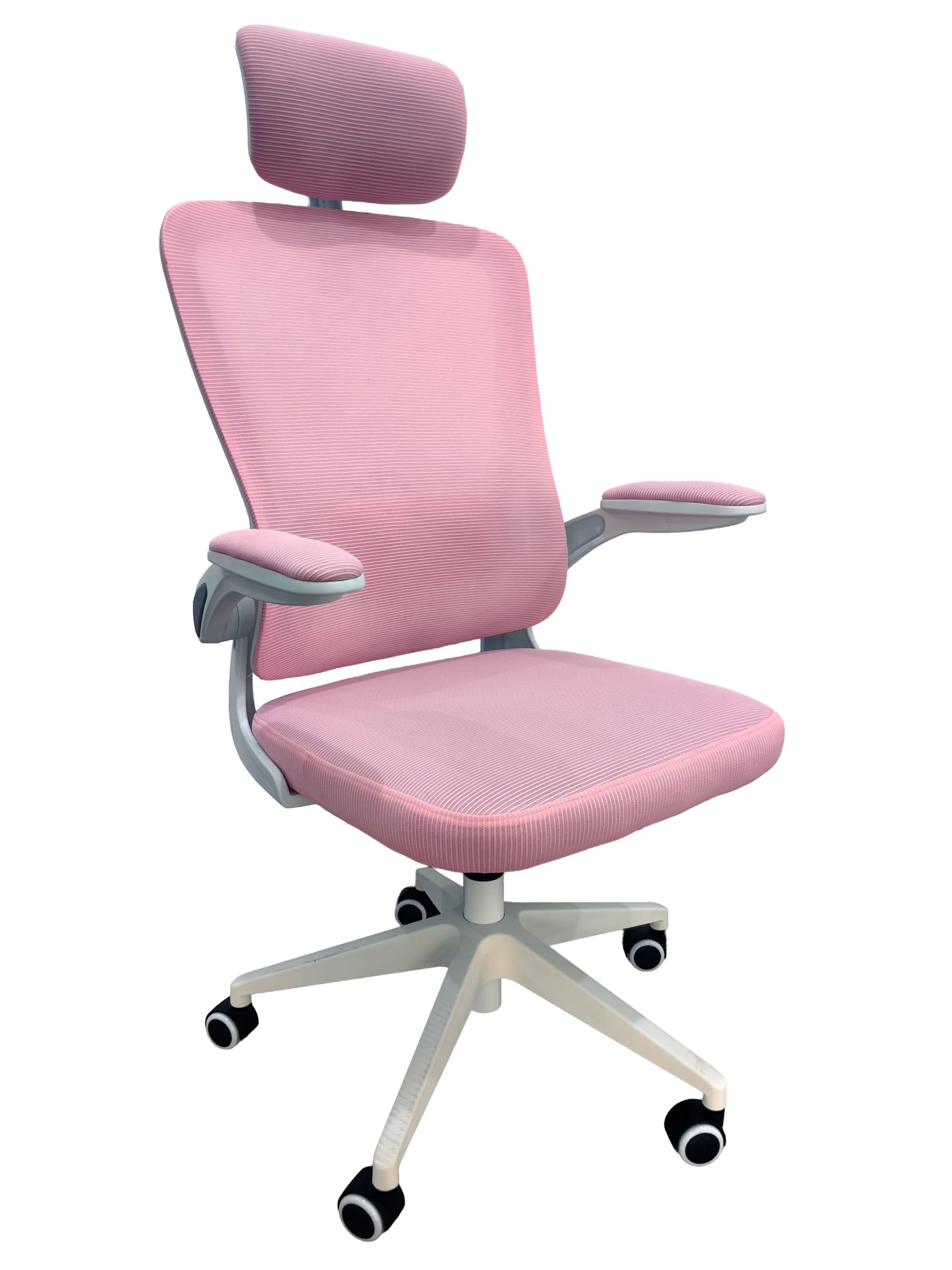DRIFT GAMING Aire 35 – Silla Escritorio Ergonómica Oficina y Hogar, Reclinable, Reposacabezas y Reposabrazos Abatibles y Acolchados, Soporta hasta 120 kg, Mesh Transpirable – Rosa/Blanco