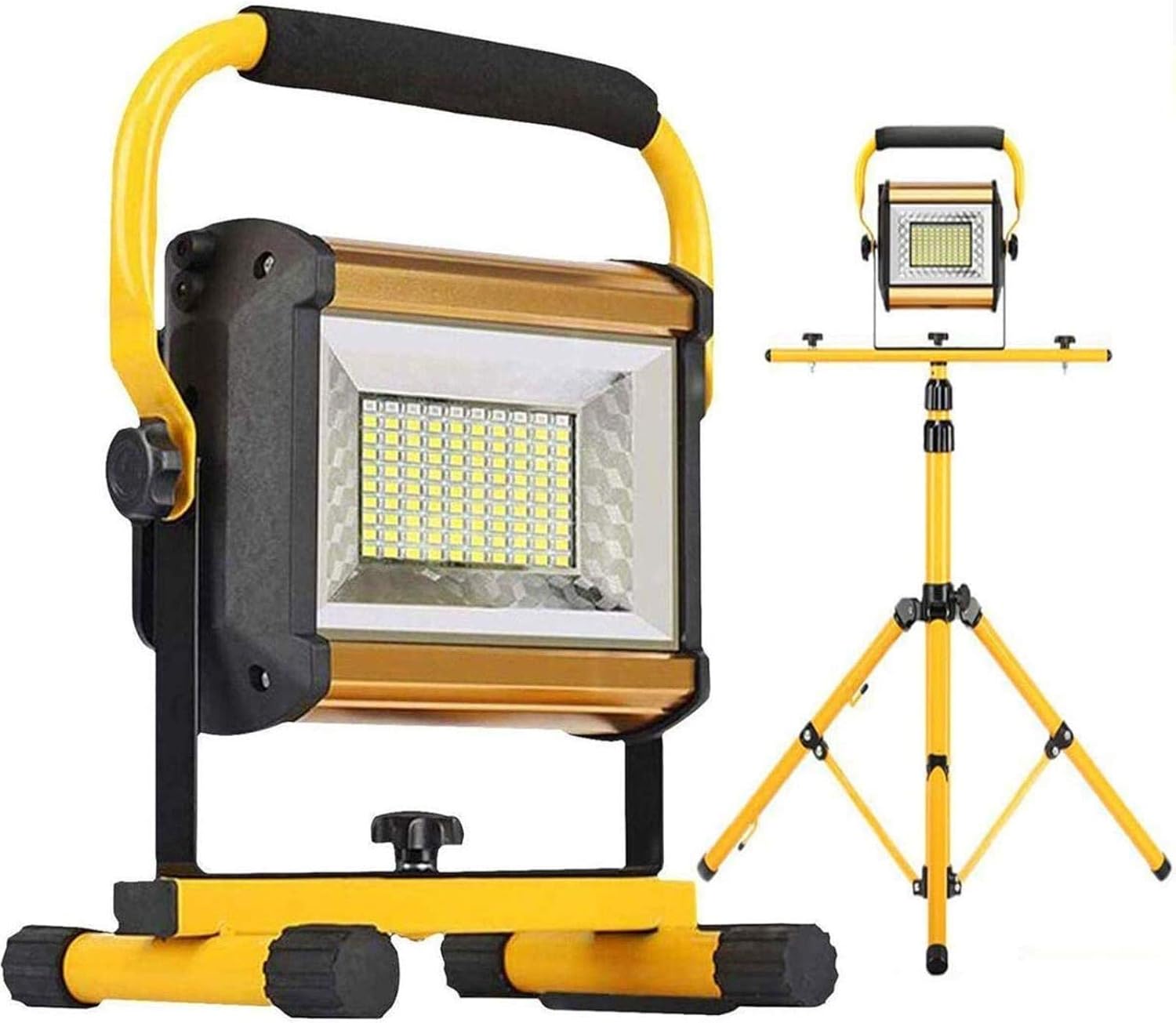 新到着 充電式フラッドライト100w8000lmledポータブル作業用ライト 三脚付き 防水屋外キャンプ