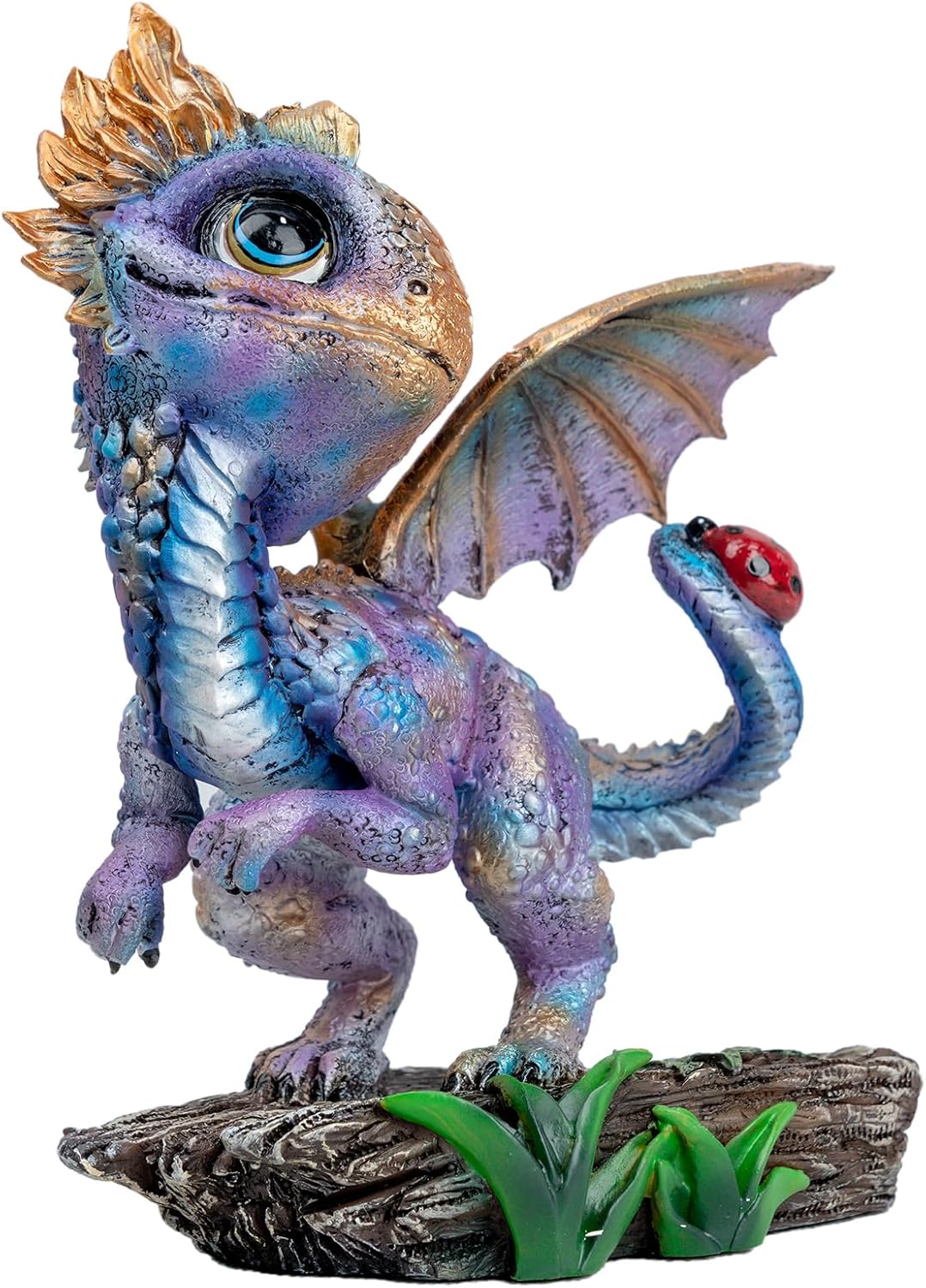 Fantasy Dragon Fairy Figurine Set, Resin Dinosaur Figurine - Cute Mini Dino Statue, Desk Decor for Kids Room, Office, Shelf Display