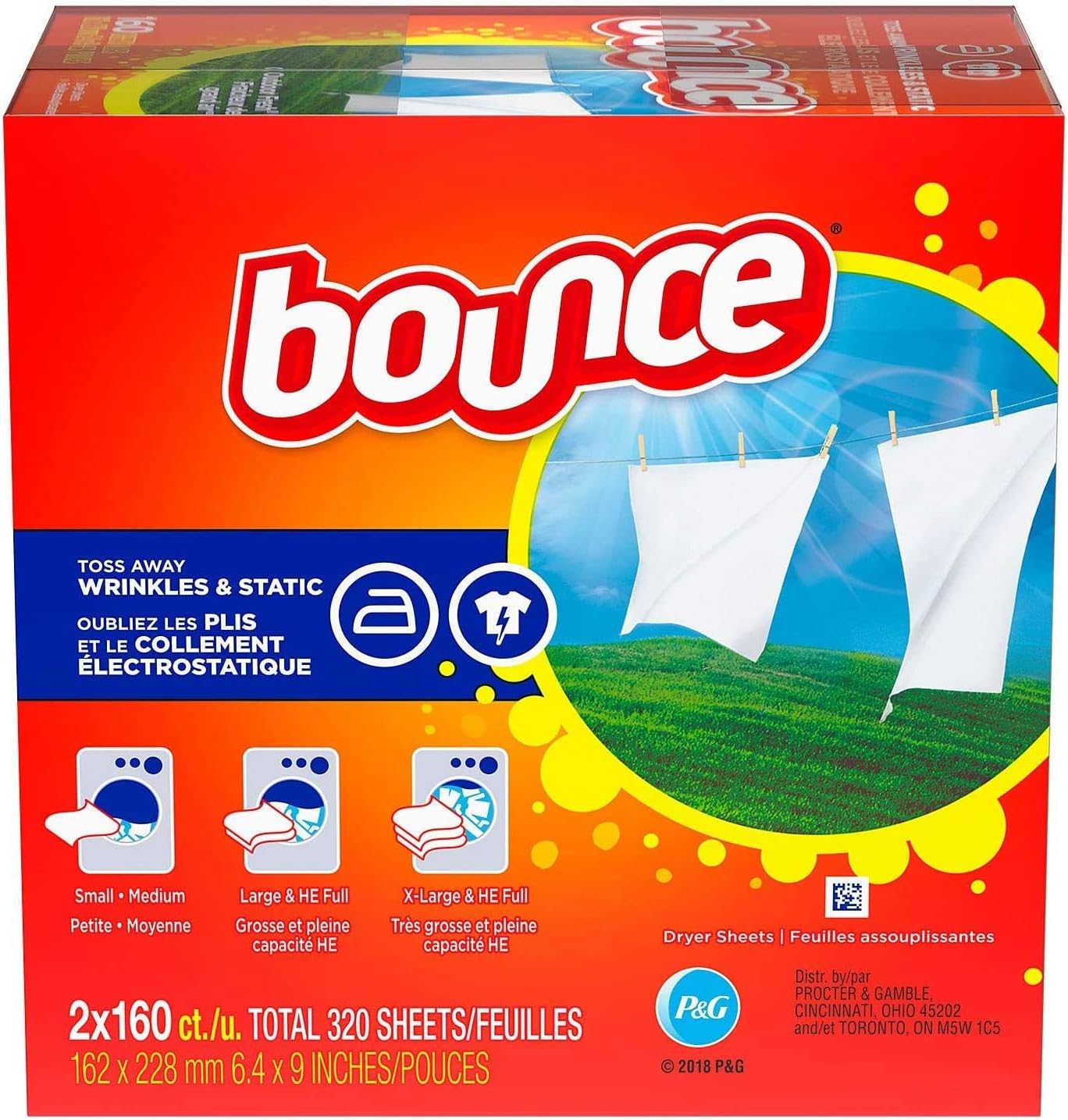 Bounce Laundry Cleaning Durable Wrinkle Guard Toss away Controls Static Cling While Providing Long-Lasting Freshness Dryer Sheets - 320 Count