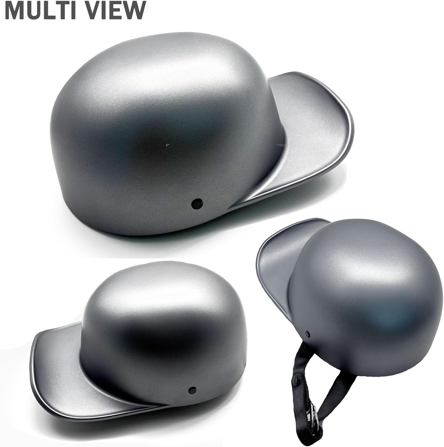 Vintage Baseball Motorcycle Helmet Open Face Half Cap with Goggles for Men and Women Adults Moped Motorbike Jet Scooter Bike Street Cruiser Chopper Hat- DOT Approved(Matte Gray M