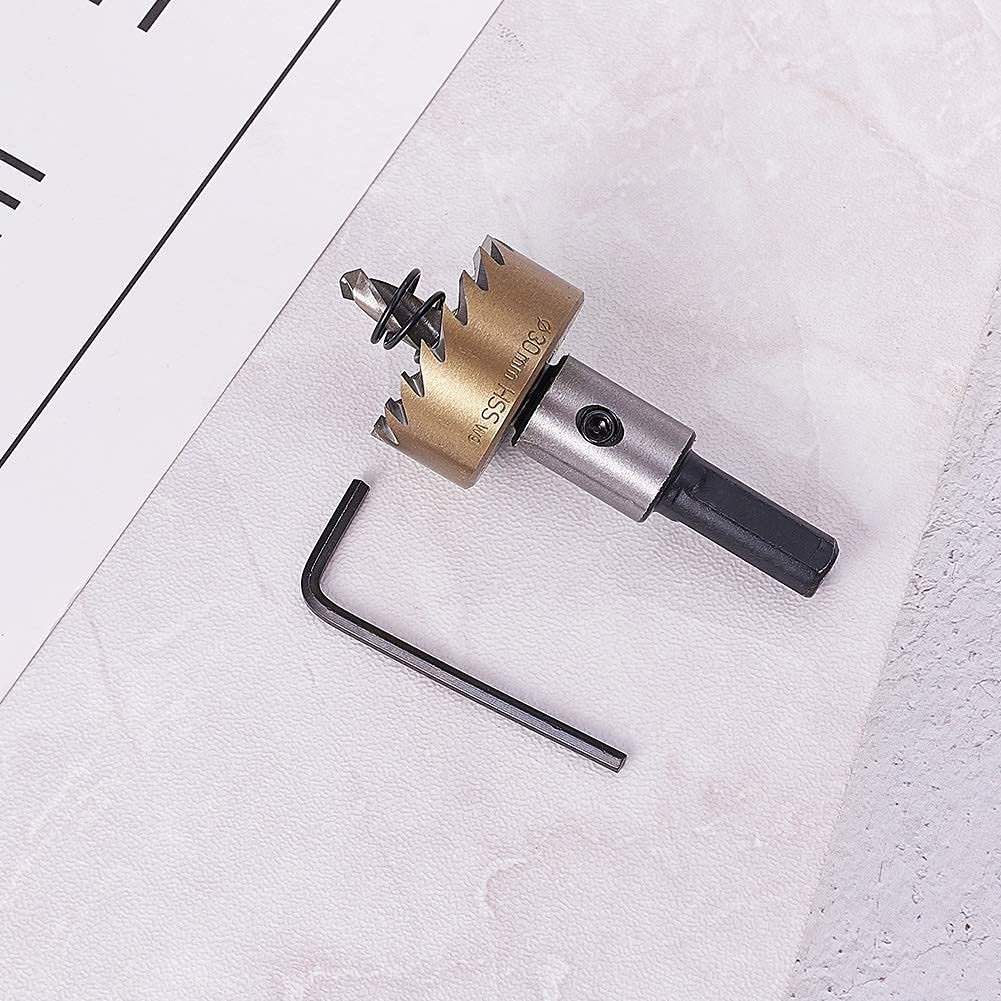 Auniwaig 30mm HSS Hole Saw Kits for Metal, High-Speed Steel Hole Saw Cutting Kit Drill Bits Opener Cutter Tool, for Cutting Holes on Wood, Stainless Steel, Iron, Aluminum Plate, Gold