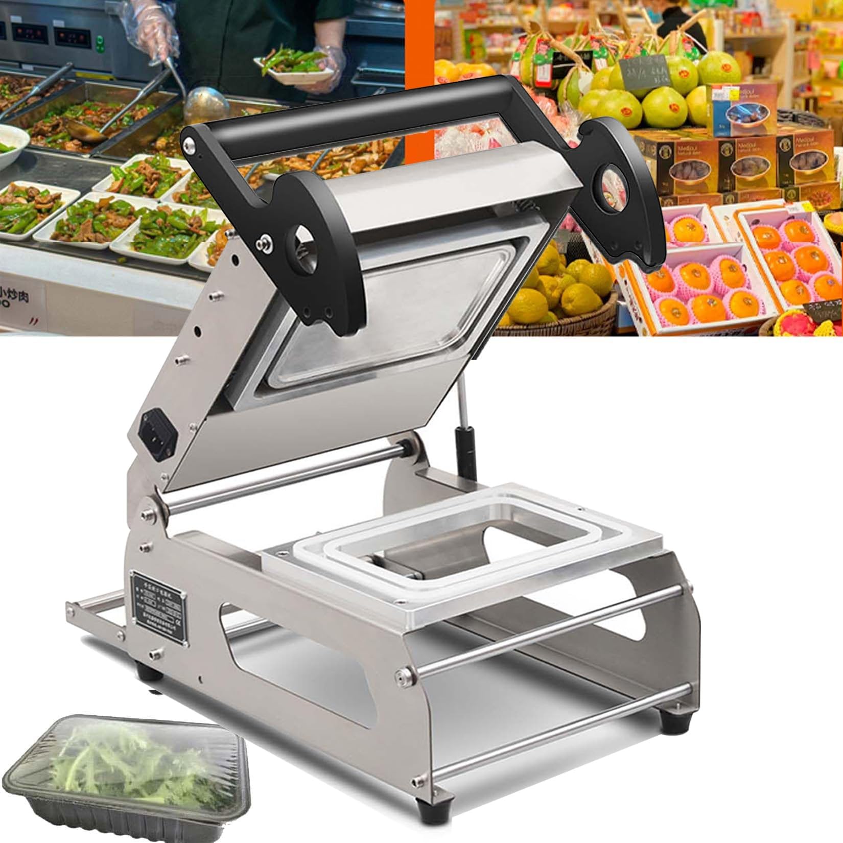 Confezionatrice Per Film Per Alimenti Freschi Con Taglierino, Avvolgitrice Per Pellicola Manuale, Sigillatrice Alimentare A Pressione Manuale, Funzionamento Efficiente 7~8 Volte/minuto(20*14cm/7.9*5.5in)