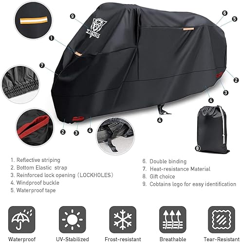 Miniatura 2 de XYZCTEM - Funda para motocicleta - Bolsa de almacenamiento impermeable para exteriores hecha de material resistente se adapta a Harley Davison de