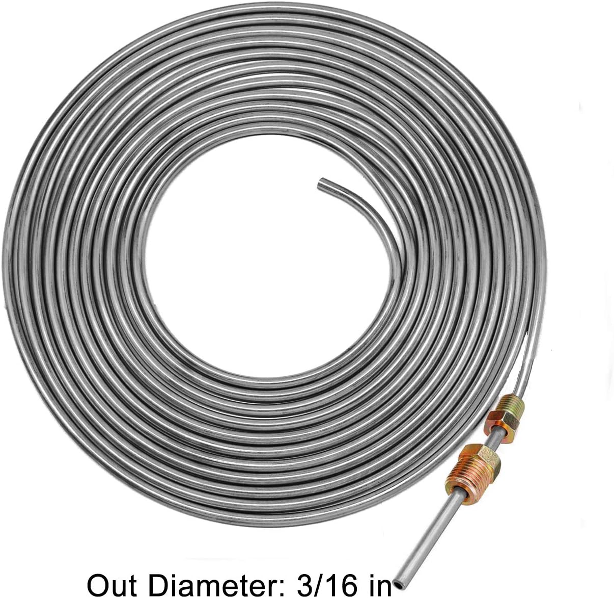 MuHize 25Ft 3/16 Inch Brake Line Kit - Zinc Coated Double-Walled Steel Brake Tubing with 16 Fittings for Car, Truck, SUV, Trailer | Hydraulic Fuel & Transmission Line | Corrosion Resistant