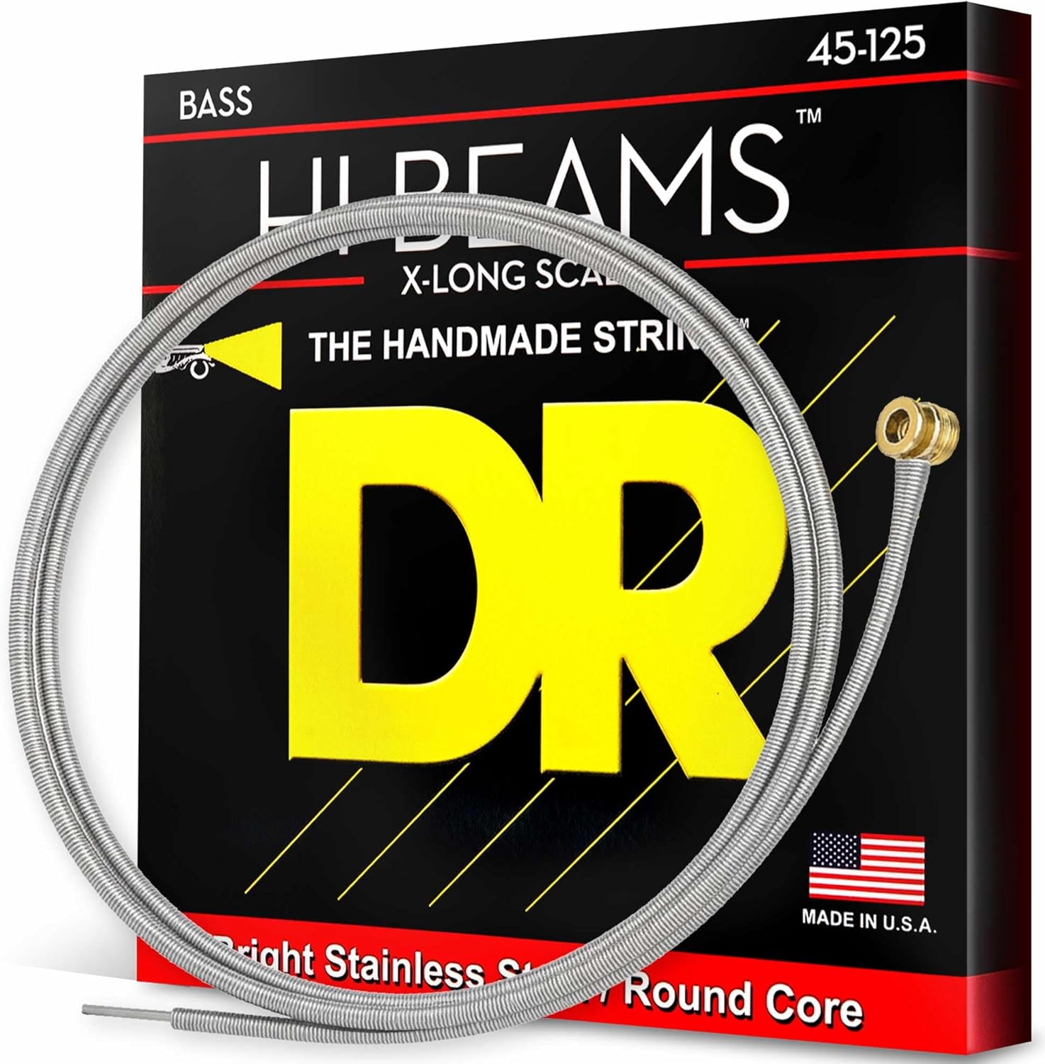 DR Strings HI-BEAMS - Stainless Steel 5-String Bass Guitar Strings X-long Scale, 45-125, Round Core (LMR5-45)