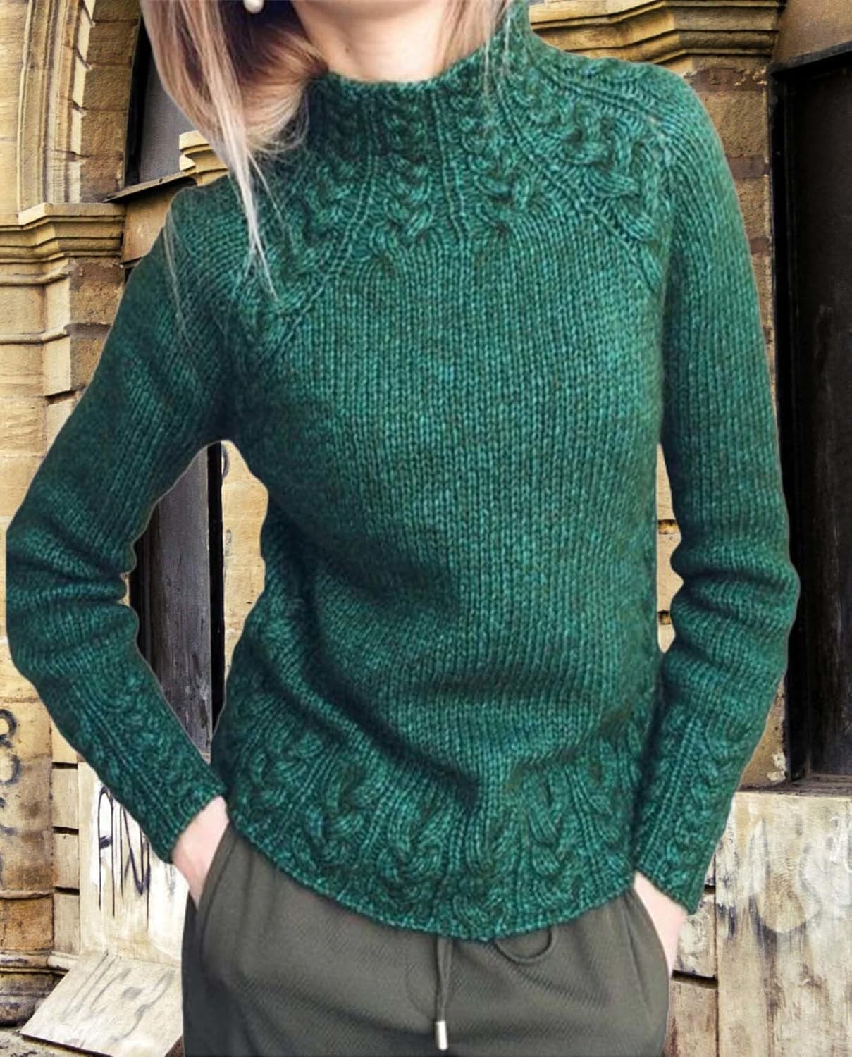 Womens Turtleneck Pullover Solid Color Comfort Knit Long Sleeve Pullover Oversized Slim Fit and Casual Sweater - Image 2