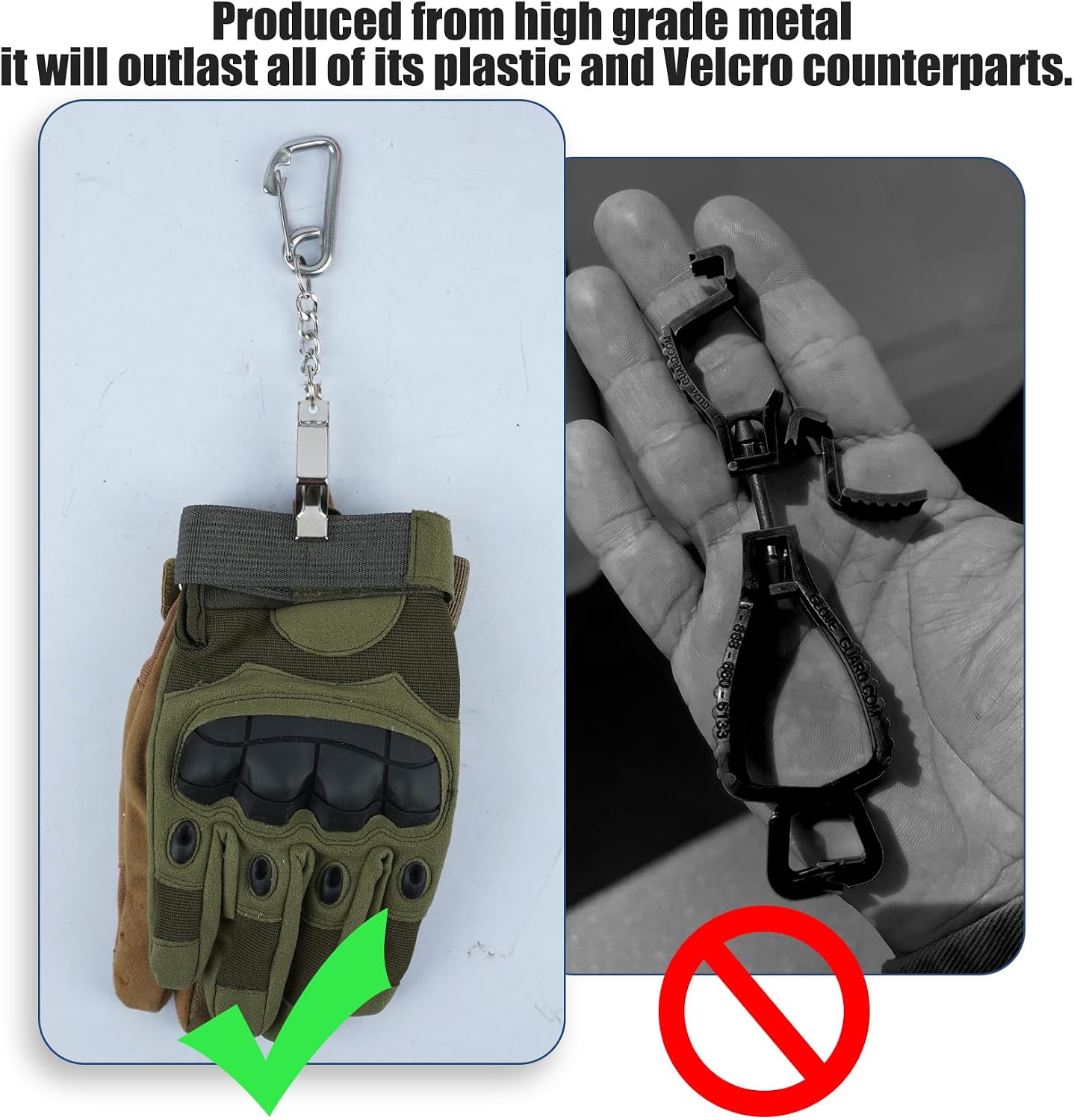 KUNN Metal Glove Clips with Stainless Steel Carabiner Clip, Portable Glove Clips for Work Glove, Glove Holder for Wall Mount image 5