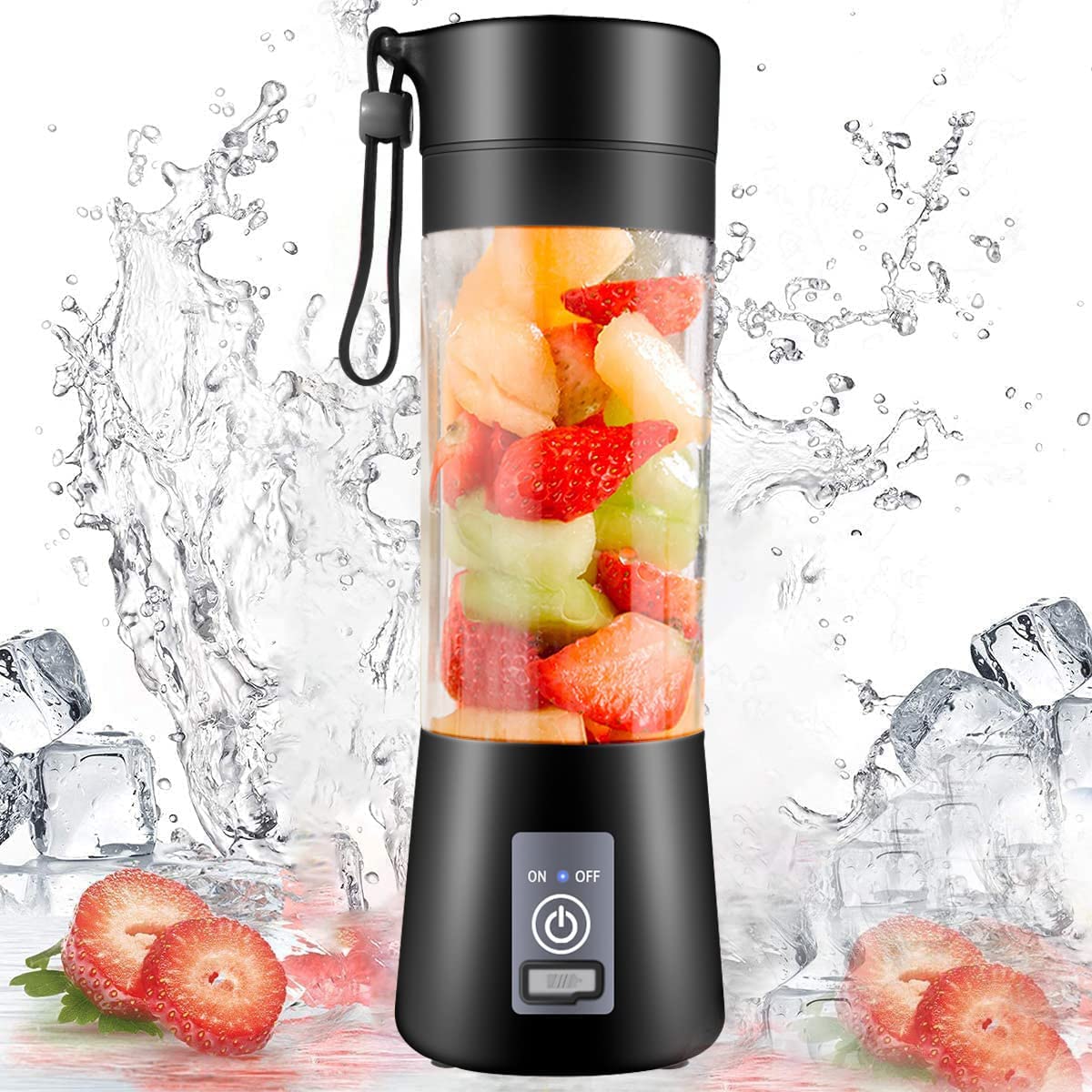 VleOak Portable Blender, Mini Fully Automatic Blender, Personal Mixer for Fruits Smoothie and Shakes with USB Rechargeable and Six Blades for Baby Food Travel Gym Outdoor Activities(Black)