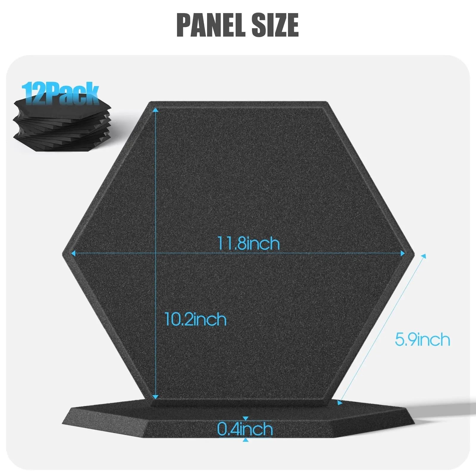 Panele dźwiękochłonne, Samoprzylepne dźwiękoszczelne panele piankowe sześciokątne Studio Office Home, wielokolorowe, 6/12 szt(Light gray,6pcs Hexagon)