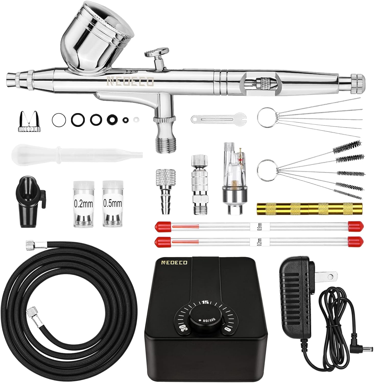 NEOECO Upgraded 30PSI Airbrush Kit, MultiFunction Action Cutaway
