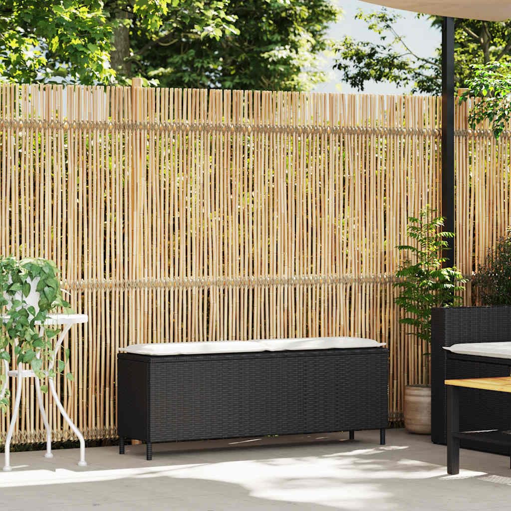 Vidaxl Gartenbank mit Kissen - Schwarzer Polyrattan - Stahlrahmen - UV-Resistent - Ideal für Terrasse, Garten oder Deck - 110x30x40,5cm