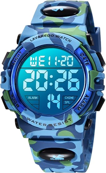 Kids Watch,Boys Watch for 3-12 Year Old Boys,Digital Sport Outdoor Multifunctional Chronograph LED 50 M Waterproof Alarm Calendar Analog Watch for Children with Silicone Band