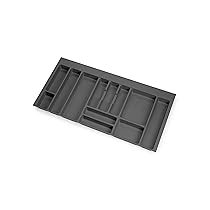 Emuca – Organizzatore di posate, organizzatore cassetto cucina, vaschetta portaposate 936x482mm, 12 scomparti, modulo 100 cm, plastica, Grigio Antracite