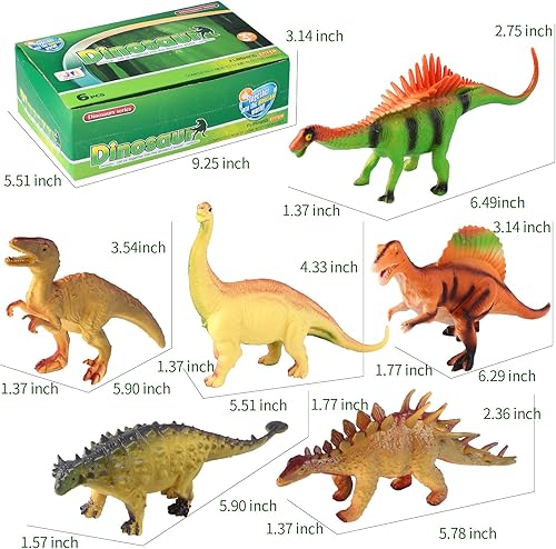 Miniatura 3 de Figura de dinosaurio realista, 6 paquetes de 6.5 pulgadas, juego de dinosaurios para niños de 3, 4, 5, 6, 6 y más años