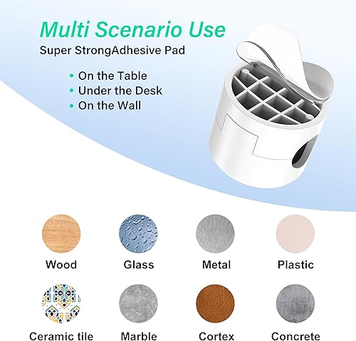 Miniatura 6 de Clips organizadores de cables, paquete de 6 soportes adhesivos para organización de cables con cinta de doble cara, organizador de cables no