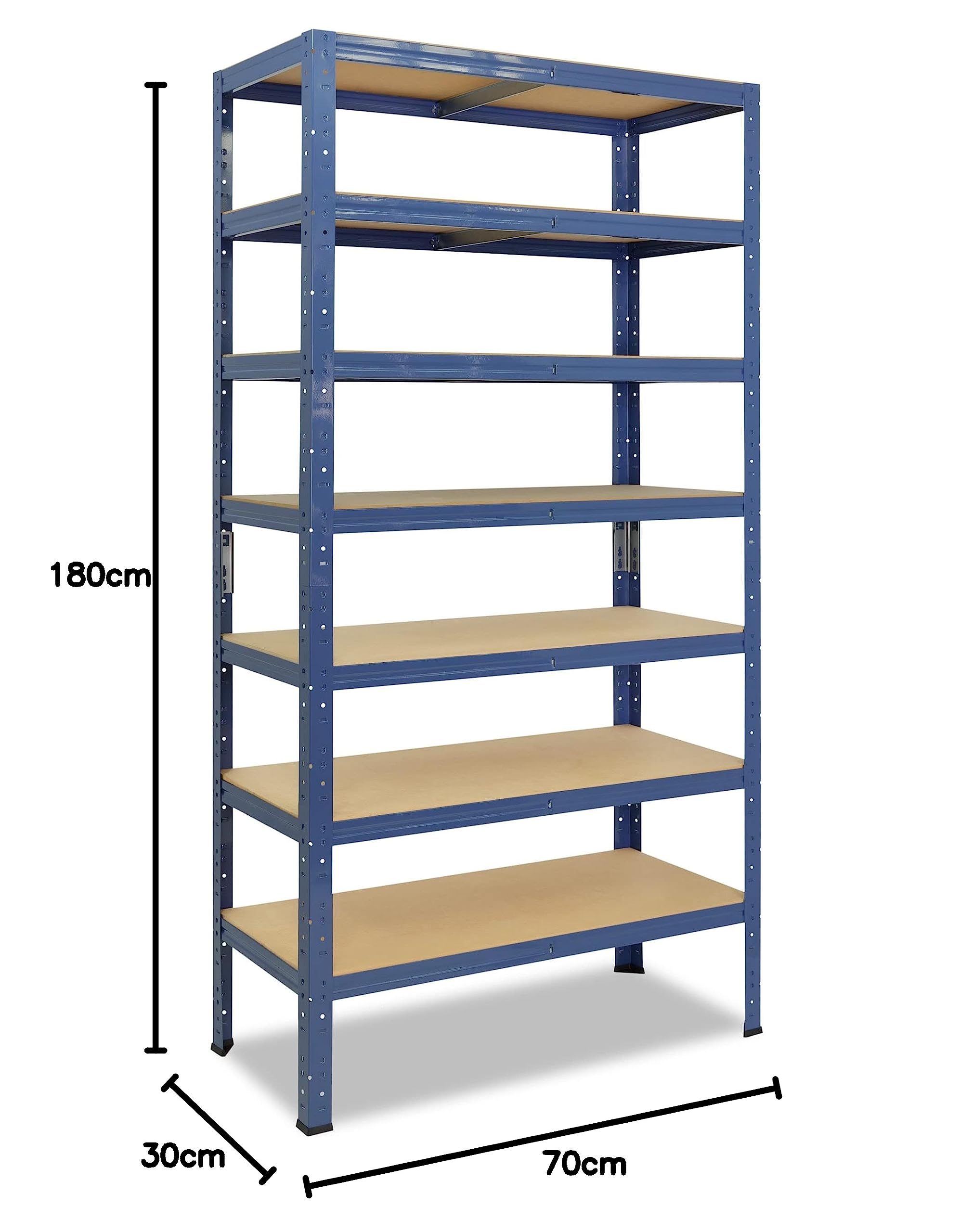 shelfplaza Home 180x70x30cm regał metalowy niebieski: 7x125kg
