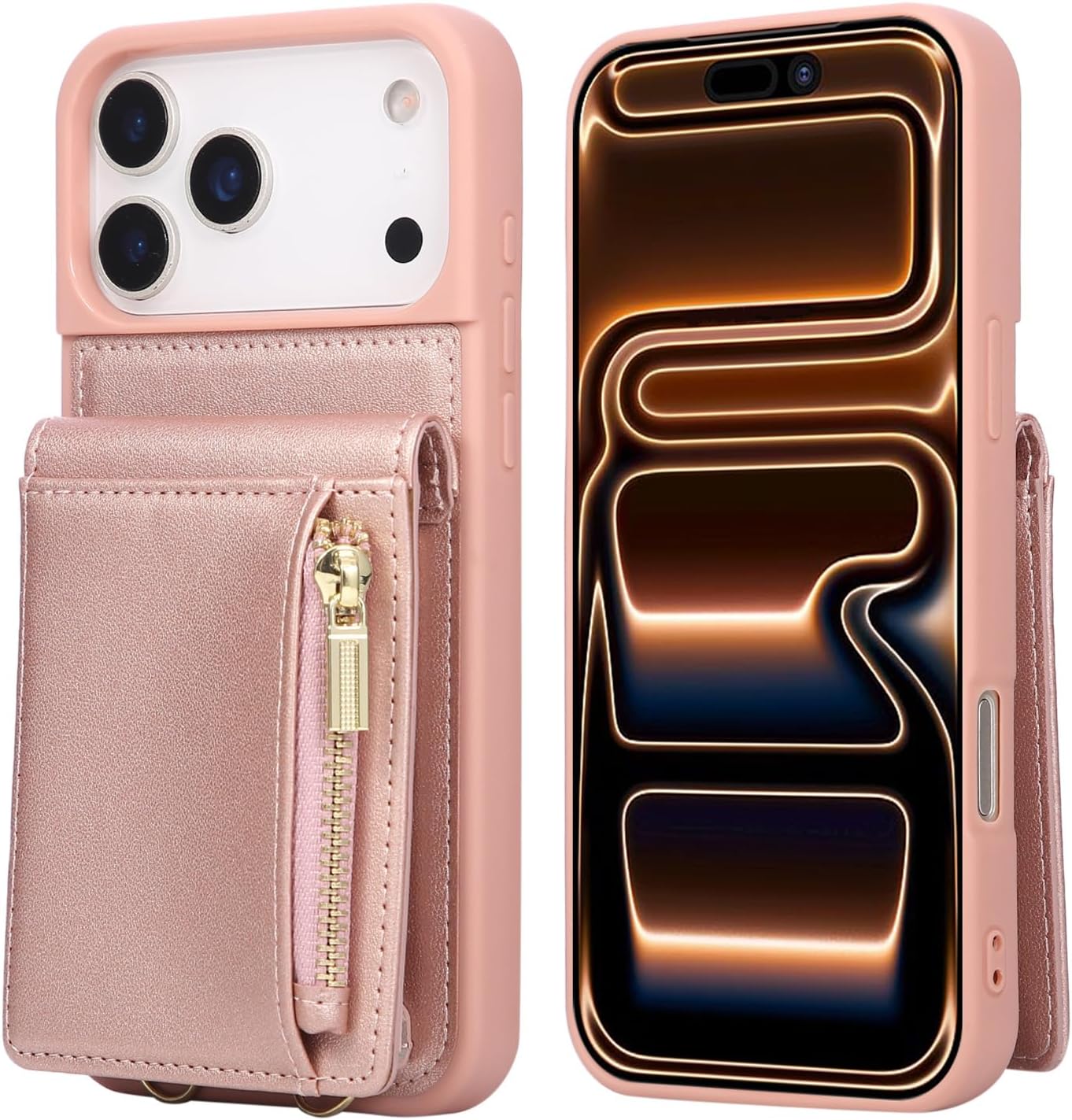Crossbody Case for iPhone 17/17 Air/17 Pro/17 Pro Max, Flap Card Storage Stand Leather Cover Long Shoulder Strap Wallet Shell Red