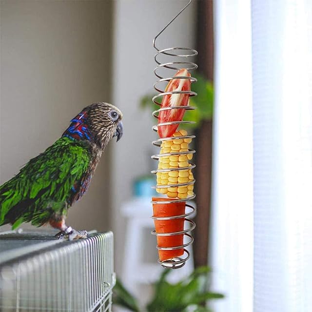 Foto 6 de 7 de Comedero Porta Frutas Cesta De Comida para Loros Comedero De Fruta Colgante Cesta para Pájaros Juguete…