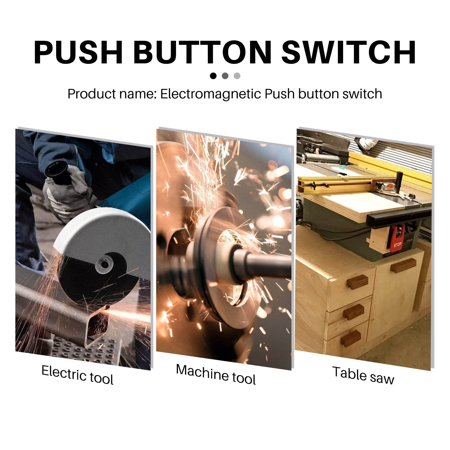 RETTI Commutateur de Bouton-Poussoir D'ArrêT D'Urgence à Capot Rouge ÉTeint Allumé Commutateur de DéMarrage ÉLectromagnéTique avec Protection Sous-Tension/Surtensions de Puissance 16A