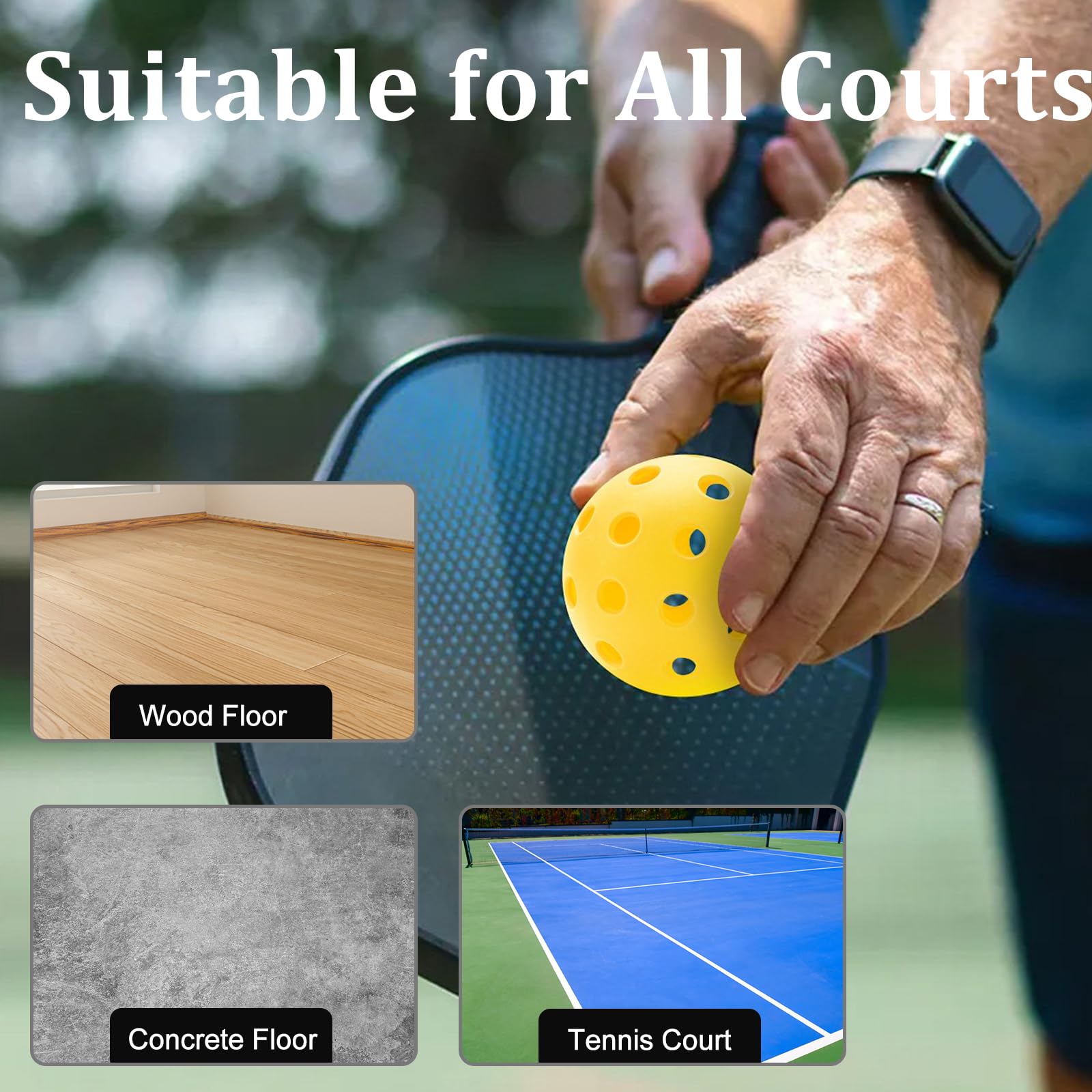kisportee Outdoor Pickleballs, 12 Pack Pickle-Balls with Mesh Bag, Meet USAPA Standard 40 Holes, Accessories for Pickleball Paddle Set Sport Outdoor Play Balls, High Elasticity & Durable (Yellow) 2