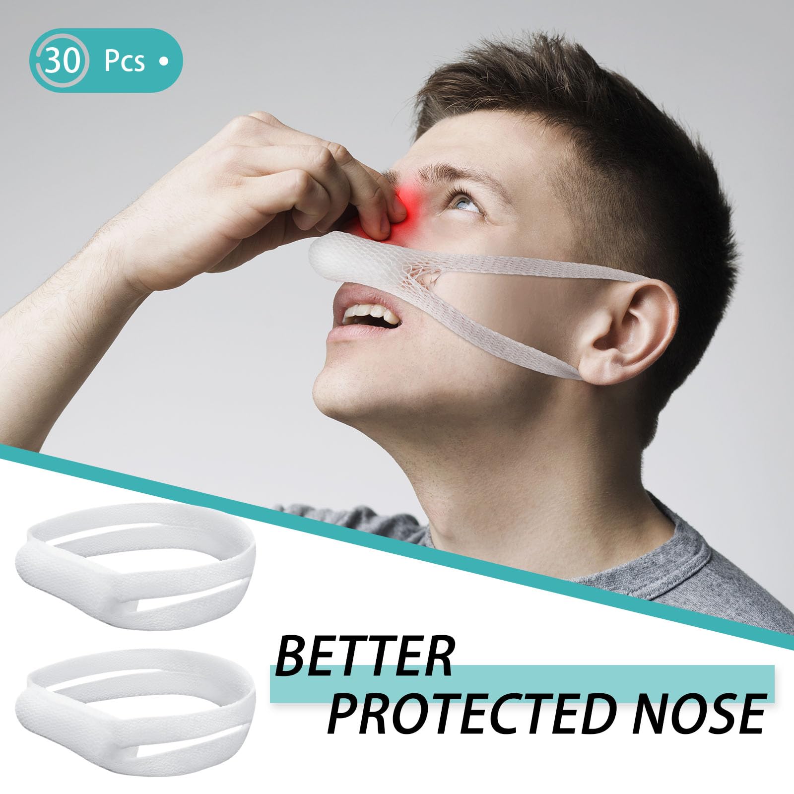 Patelai 30 Pcs Elastic Nose Bandage, External Nasal Band with Ear Loop — Amazon image 2