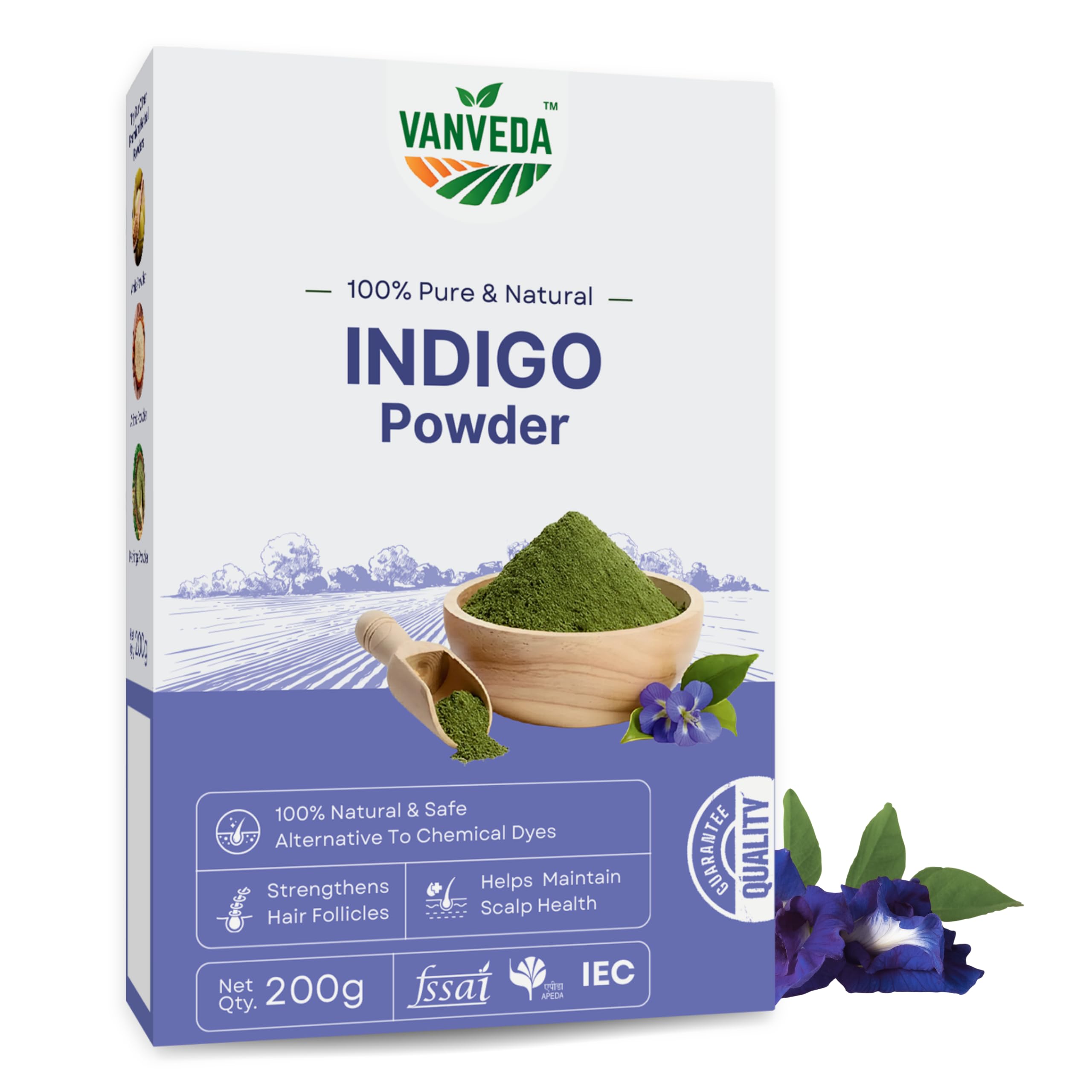 VANVEDA Indigo Powder for Hair | 100% Pure Natural Indigo Leaves | Chemical-Free Black Hair Color | 200g Herbal Hair Dye-image-9