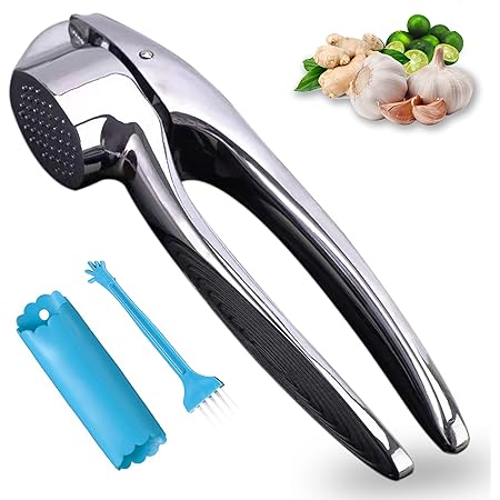 Garlic Press, Heavy Duty Garlic Mincer Ginger Press, Garlic Press Mincer, Professional Grade Garlic Crusher, Rustproof & Dishwasher Safe