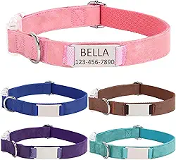 Coleiras personalizadas para cães com nome e número de telefone do animal de estimação, coleiras de tamanhos ajustáveis personalizadas com fivela de liberação rápida e anel em D para cães pequenos