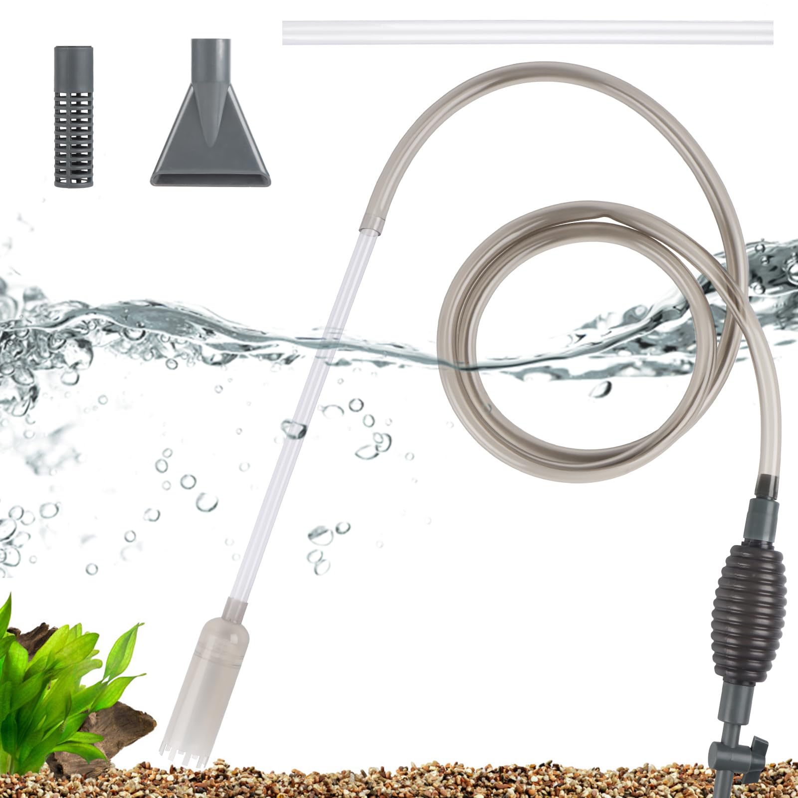 8 X Acquario Acqua Changer Kit Pompa Sifone Pulizia Manuale Serbatoio di pesce Acquario Kit di pulizia ghiaia con flusso d'acqua regolabile per la pulizia della sabbia