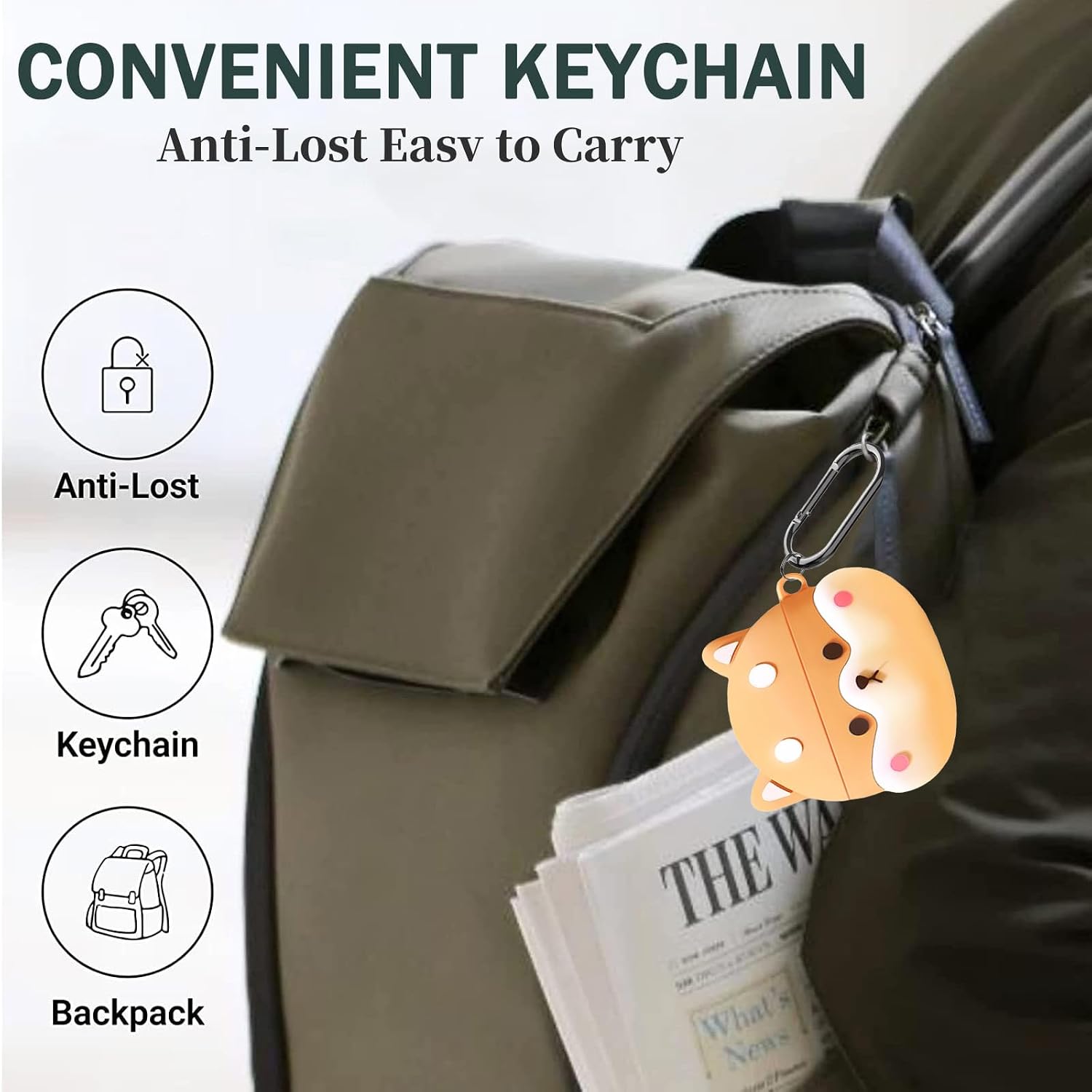 SKPY Compatible with Bose QuietComfort Earbuds II (2022) / Ultra Earbuds (2023) 3D Corgi Anti-Fall Case with Carabiner Cleaning Tools Protective Cover image 5