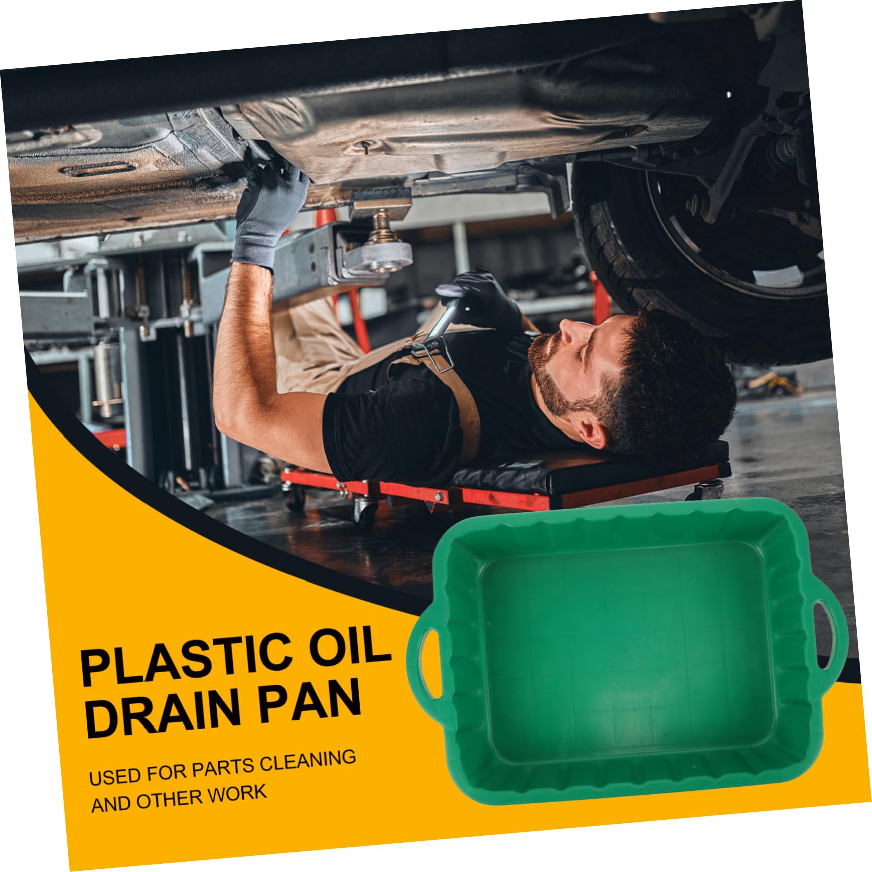 MAGICLULU Bac à Huile en Plastique Vert pour Automobile, Modèle Épais | Récupération Huile et Liquide de Refroidissement, Design Anti-fuite, Léger et Empilable pour Atelier