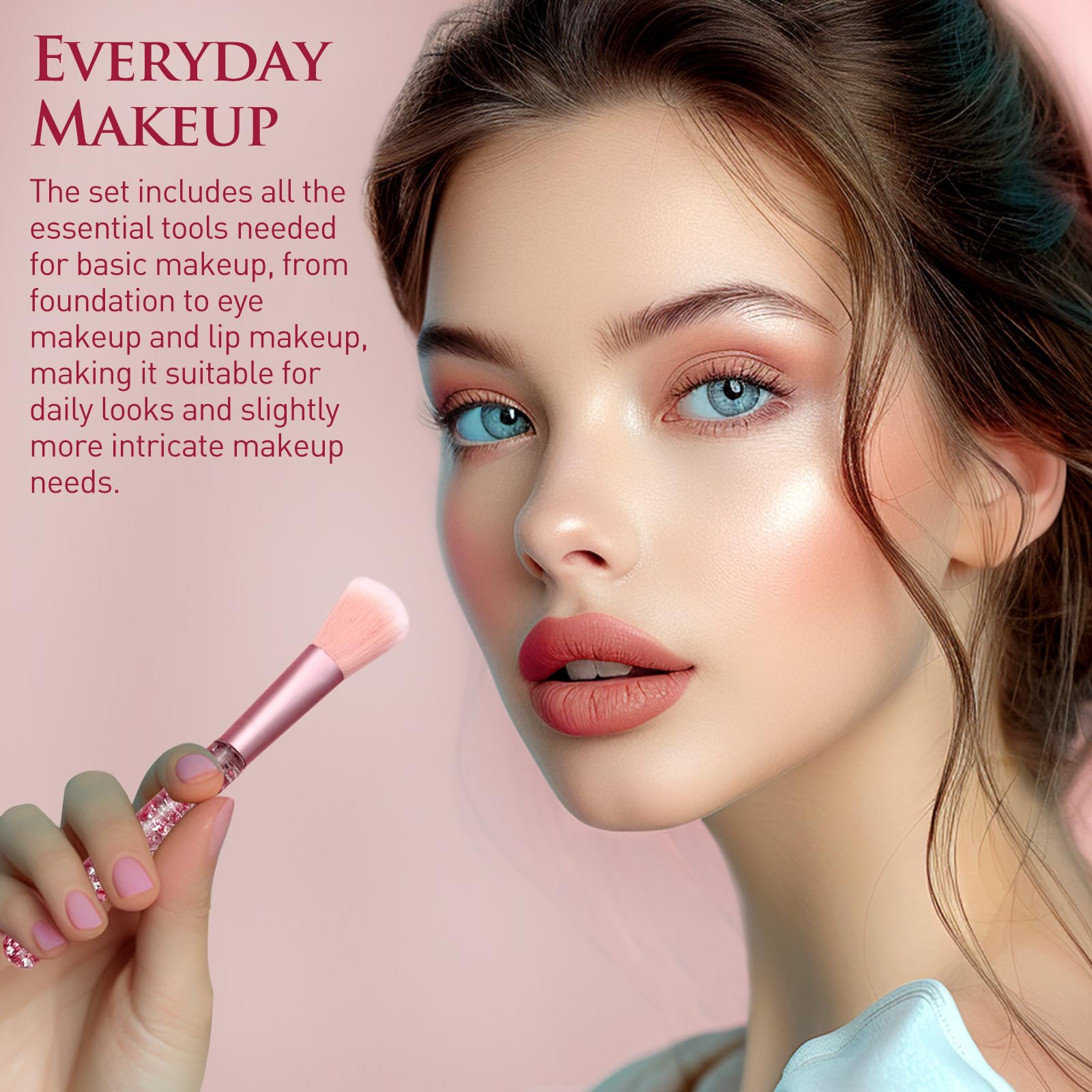 Juego de 7 brochas de maquillaje de unicornio rosa, kit para rubor, labios, base, cejas, polvo suelto, sombra de ojos y brochas con purpurina, regalo creativo