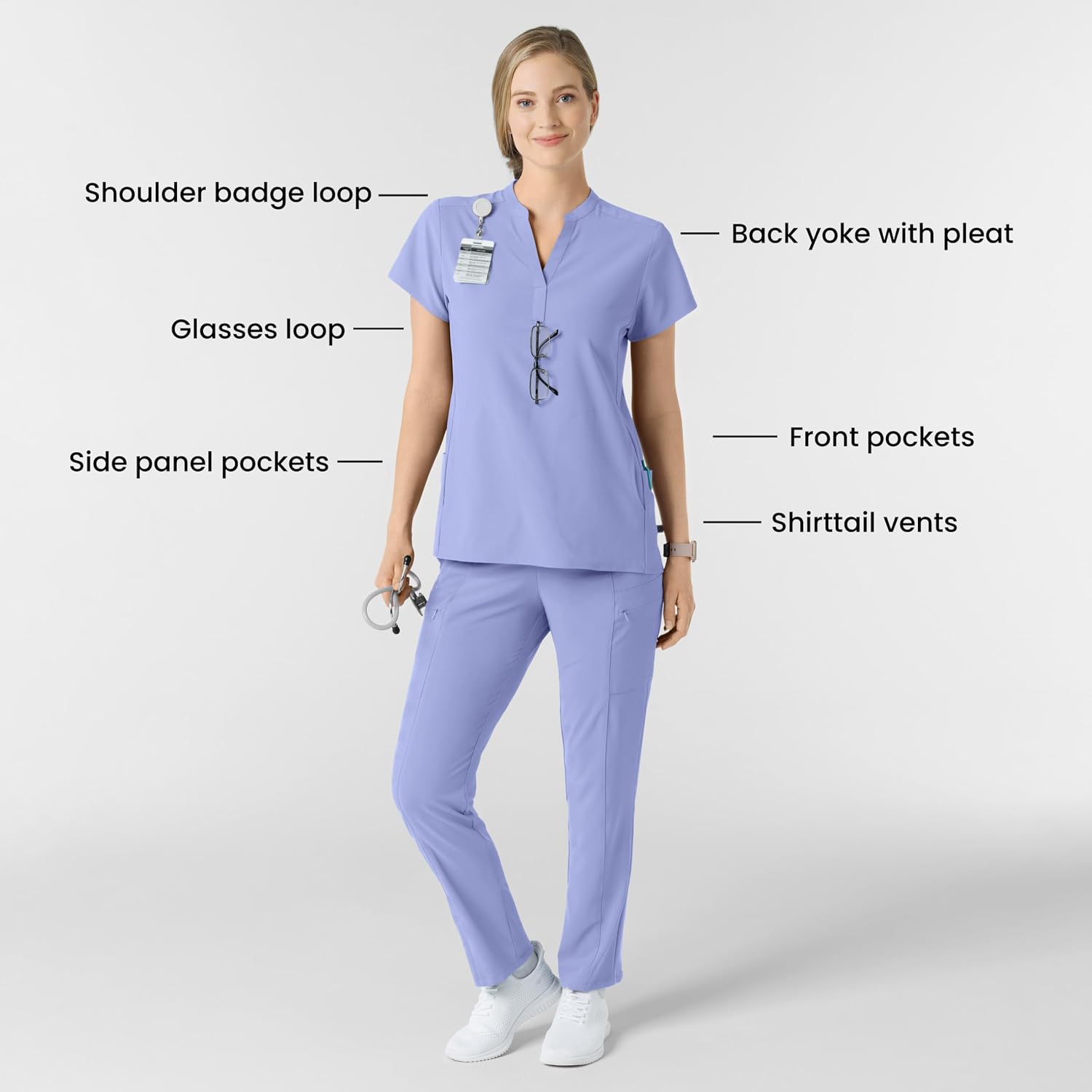 Wink Renew Women's Mandarin Collar Scrub Top