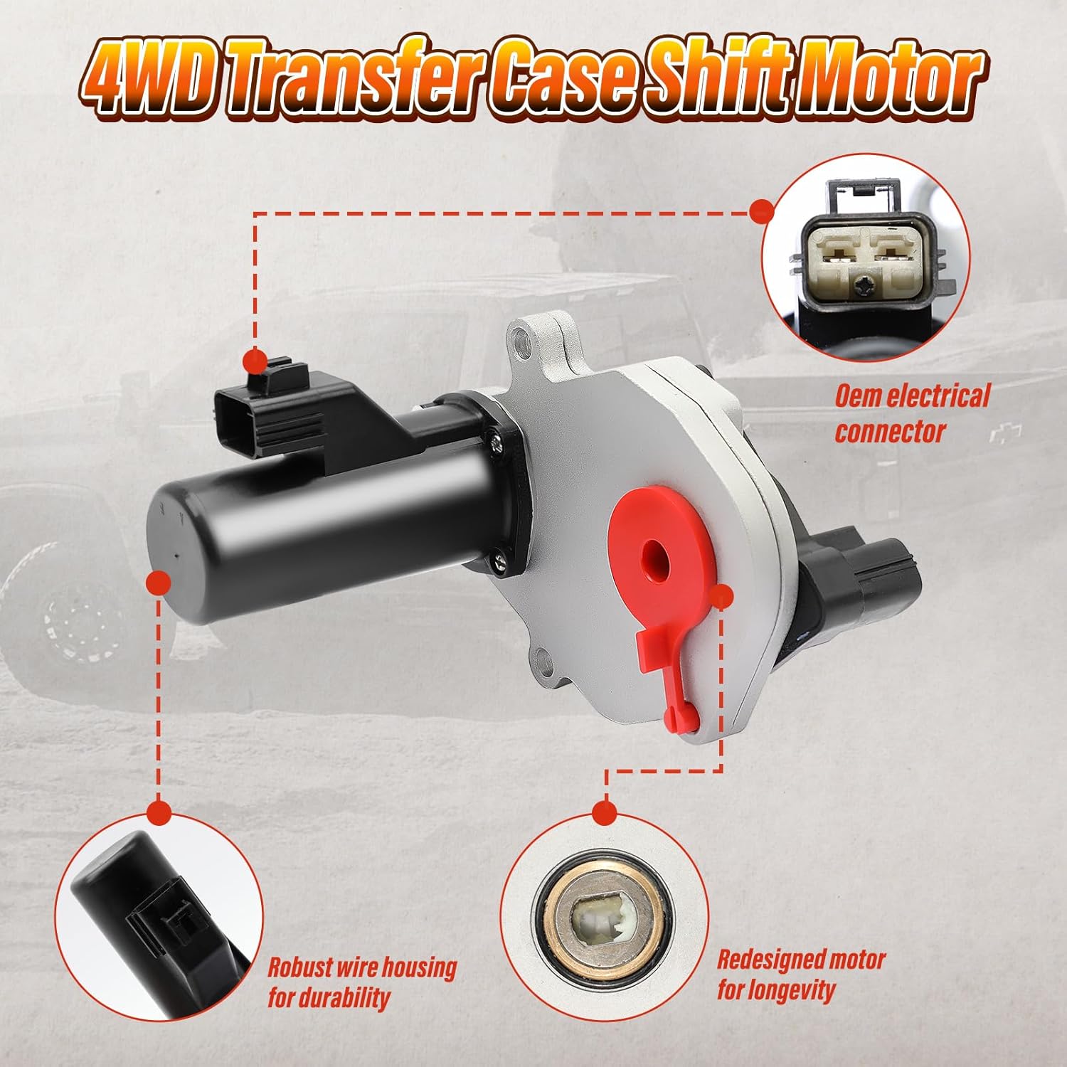 600-936 4WD Transfer Case Motor Compatible with Dodge Vehicles - Ram 1500 Ram 2500 Ram 3500 2003-2005, Durango 2003, Dakota 2003-2004, Replace OE 5086345AA 5086345AB, 6+2-Pins