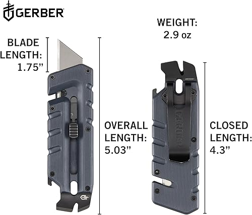 Vista 6 de Gerber Gear Prybrid, Box Cutter Retractable Blade, Heavy Duty Utility Knife with Pry Bar, Bottle Opener, and Wire Stripper - Multi tool Pocket Knife
