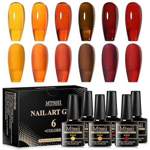 Miniatura 2 de MTSSII Esmalte de uñas de gel de cristal de gelatina, uñas translúcidas de concha de tortuga, vino, borgoña, rojo, coral, caramelo, naranja, ámbar,