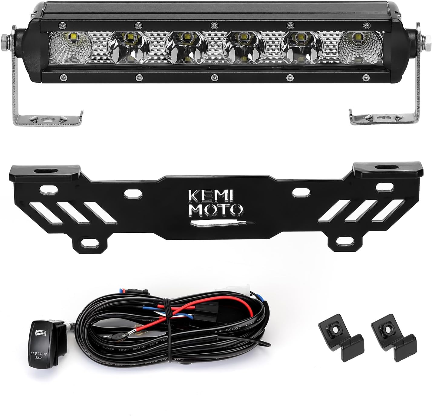 KEMIMOTO X3 Shock Tower Light Bar with Mount Bracket and Rocker Switch Wiring Harness Compatible with Can-Am Maverick X3&X3 MAX and Maverick R&R MAX, IP65 Waterproof, 4.7mm Thick Heavy-Duty Bracket
