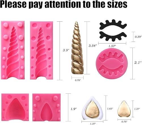 Miniatura 2 de Juego de moldes de decoración de pastel de unicornio de tamaño pequeño, molde de silicona 3D para pasta de goma de mascar de fondant, arcilla de