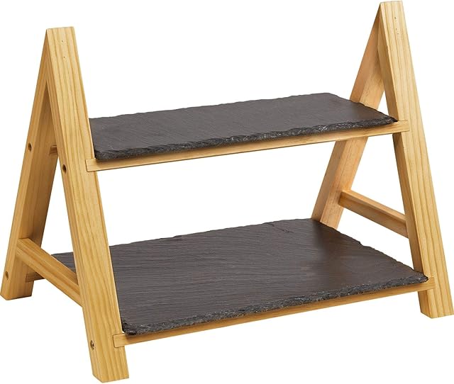 Westmark Patera 2-poziomowa, Wymiary: 35,5 x 22 x 27 cm, Łupek/sosna, Tapas + Friends, Antracytowy/jasnobrązowy, 69692260