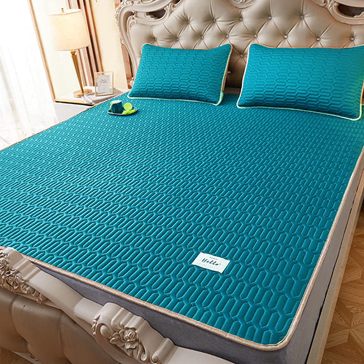 Couvre-matelas 120x200 doux avec élastique protège-lit simple couleur vert foncé