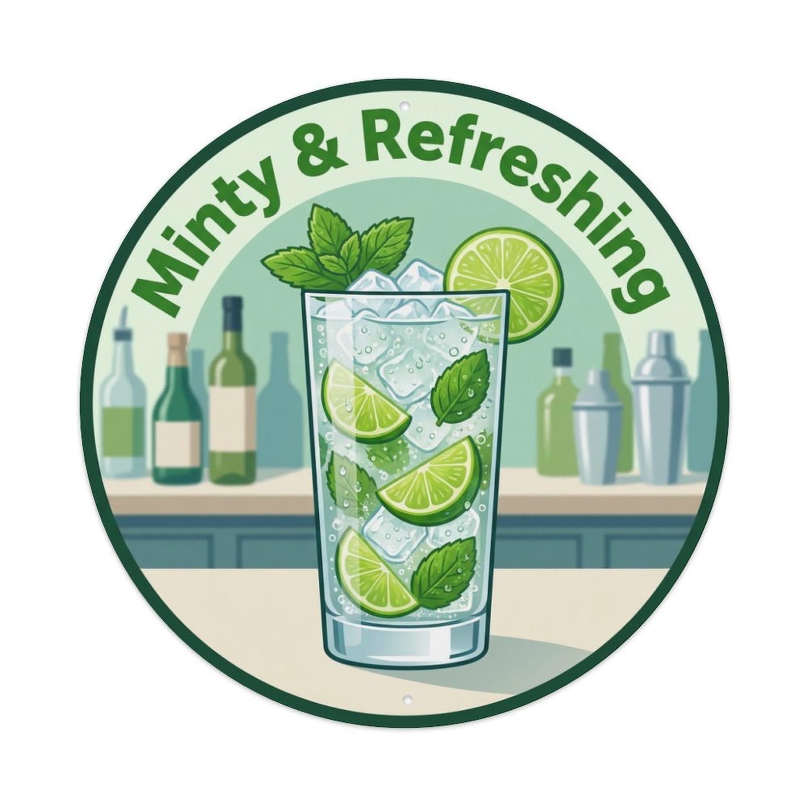 Metal Tin Sign Mojito Glass Gourmet Food