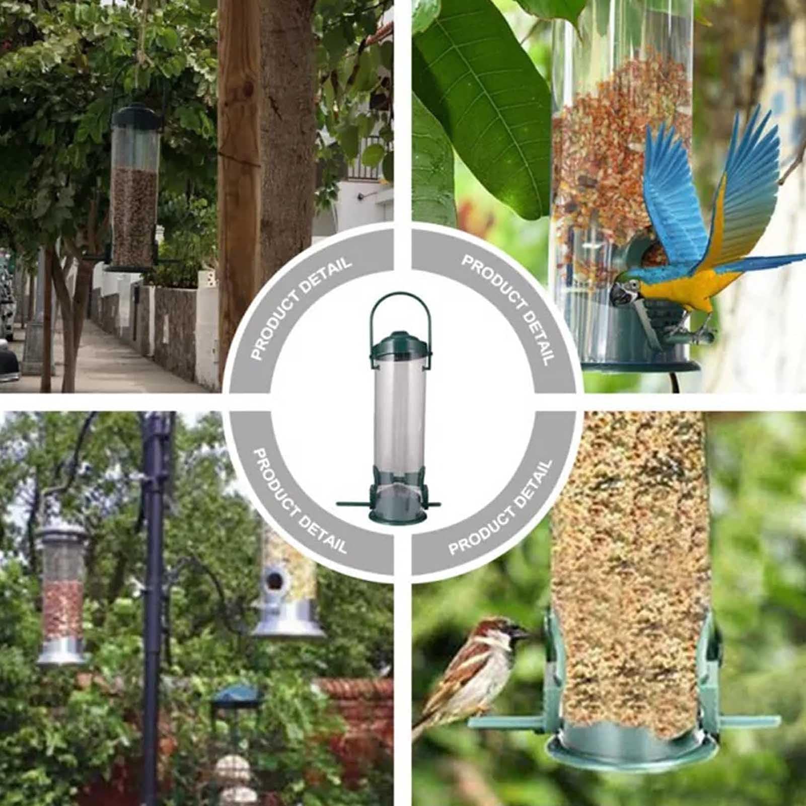 Comederos para pájaros para al Aire Libre, alimentador de Aves de Tubo Resistente a la Intemperie, silo de alimentación de Aves Silvestres para el Exterior, 2 Puertos